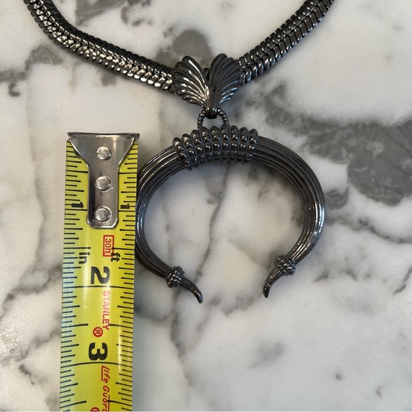 Rare Giles and Brother gunmetal horn choker statement necklace goth tribal boho - Picture 2 of 5